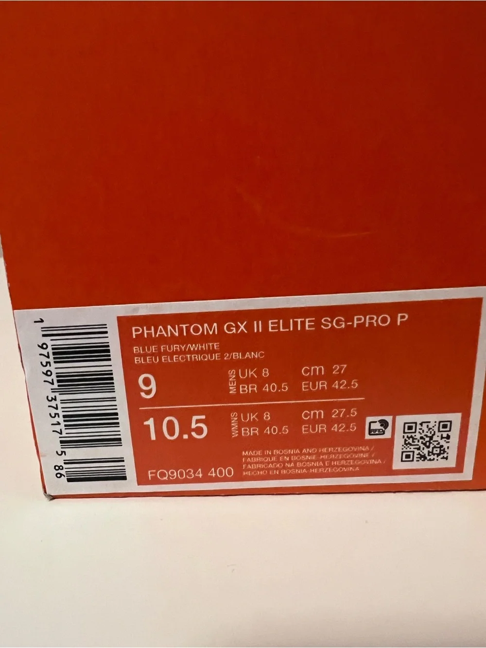 Nike Phantom GX II Elite SG-Pro Football Cleats Blue US 9 FQ9034-400